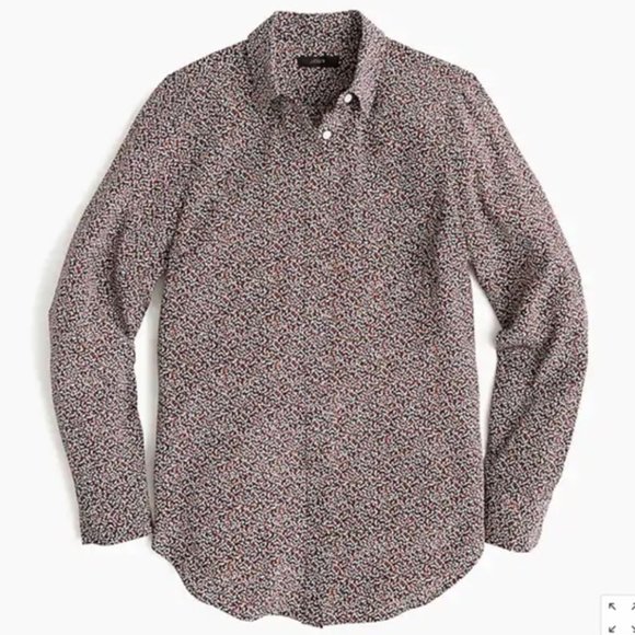 NWT J Crew Silk Button-Up Shirt 2 TALL - Picture 1 of 7